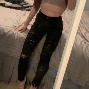 Fashion Nova Black Ripped Jeans